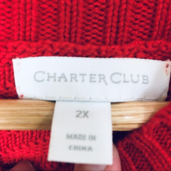 NWT Charter Club 2X red sweater - tunic length - Picture 2 of 8